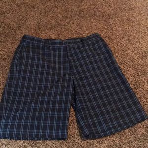 Blue plaid shorts